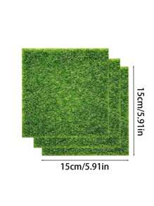 1/3/5 pièces de carrés d'herbe artificielle verte vive, décoration DIY, texture réaliste, effet de feuillage détaillé, idéal pour les projets DIY, parfait pour les cadeaux d'anniversaire et les accessoires de vacances, miniatures de jardin de fées, ornements de Noël et de Pâques