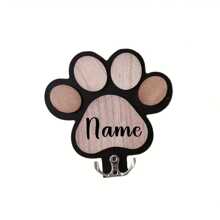 Personalized Paw Print Wooden Dog Leash Hanger, Custom Engraved Wall Hook - Suitable For Collars And Coats, Durable Wood Material With Paw Design, Perfect Decorative Keepsake Gift For Pet Lovers