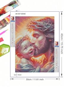5D DIY Jesus Kisses Baby Diamond Painting Warm Full Round Rhinestone Cross Stitch Kit Diamond Mosaic Home Decoration