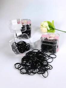 1000pcs Multicolor Hair Ties For Women,Transparent/Black Mini Elastic Hair Ties,Small Disposable Rubber Rings , Simple Solid Color Hair Accessories For Women, Daily Use, Ponytail, Wedding Hairstyles Ponytail Holders, Hair Bobbles ,Hair Rope Hairbands Head Accessories - Multicolor - View 3
