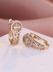 1 Pair Elegant Luxurious Synthetic Zirconia Earrings, Fashionable Flower Design, Perfect For Daily Wear, Anniversaries, Birthdays, All-Season Accessory, Copper Studs, Gift Idea