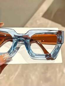 1 副男女通用多边形复古几何框架透明镜片电脑眼镜，休闲眼镜配件女士时尚眼镜方形眼镜框透明眼镜框加厚眼镜框复古个性化百搭女士时尚眼镜框透明眼镜框蓝色眼镜框适合日常着装街头摄影阅读写作通勤度假旅行夏季海滩配饰女士配饰