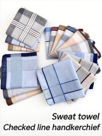 12 Packs Of 40cm Classic Men's And Women's Absorbent Plaid Handkerchiefs, Comfortable And Soft Small Square Handkerchiefs For Wiping Sweat, The Best Gift For Friends