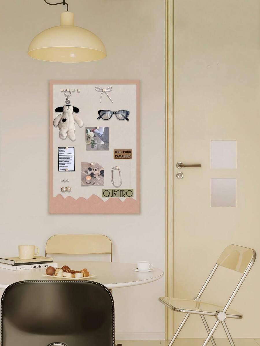 1pc Nordic Minimalist Felt Bulletin Board, Self-Adhesive No-Drill Photo Wall Message Board, Reusable Decorative Notice Board For Home Office Classroom, Can Pin Photos/Notes, Suitable For Bedroom/Study/Living Room/Office/Classroom - Multicolor - View 1