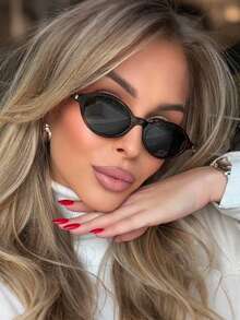 女士时尚椭圆形复古时尚眼镜适合夏季度假户外旅行海滩度假礼服装饰礼物等椭圆形墨镜