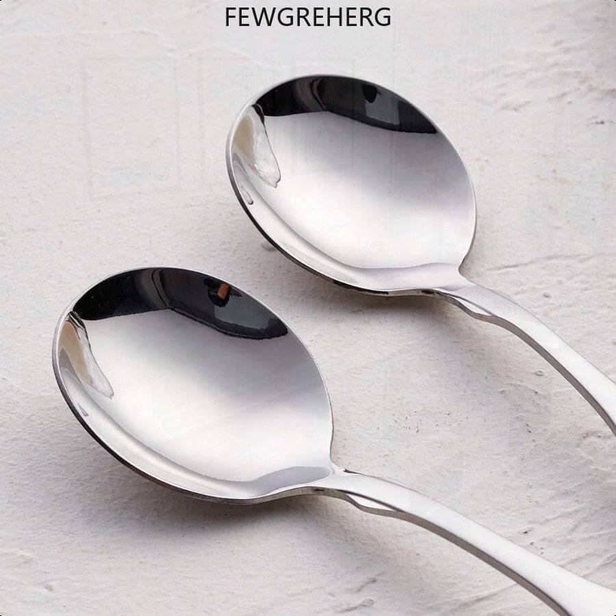 Stainless Steel 6.1' Heavy Duty Round Spoons Dinner And Table Spoon Set 6Piece - Silver - View 1