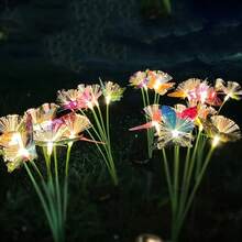 1PC 6head Outdoor Solar Fiber Butterfly Ground Plug Light, Suitable For Garden, Courtyard, Camping, Outdoor Party Decoration - Fiber Optic Butterfly Floor Light (Green Tube) - View 7