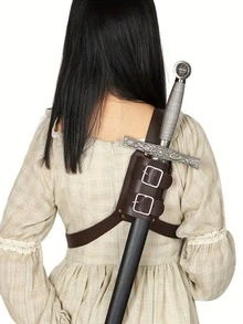 1pc Brown Vintage Medieval Sword Sheath, Gothic Style Viking Belt Harness, Halloween Stage Performance Prop, Fit For Regular Blade Size, Please Check Size Guide - Brown - View 9