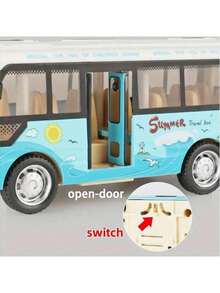 1 Pc Cool Bus Toy, Realistic Open-Door Bus Model - Inertia And Impact Resistant Simulation Bus Toy With Sound And Light Effects - Perfect Creative Birthday, And Christmas Gift For Kids,Back To School - Multicolor - View 6