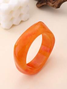 1 件女士扎染琥珀效果优雅品质美拉德色高端不对称手镯，百搭简约设计，适合日常佩戴