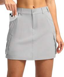 Women's Skort 5 Pockets Cargo Skirt Skirts Skorts Women Casual Summer Hiking - 亮灰色 - 查看 1