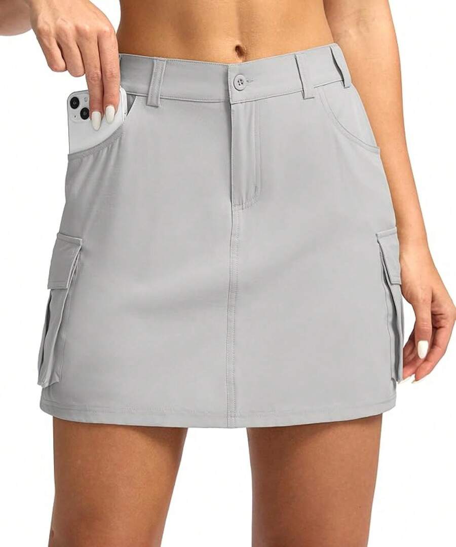 Women's Skort 5 Pockets Cargo Skirt Skirts Skorts Women Casual Summer Hiking - 亮灰色 - 查看 1