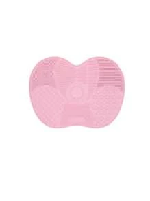 1/2 szt. Silikonowa mata do czyszczenia pędzli do makijażu, podkładka do czyszczenia pędzli do makijażu z przyssawką, podkładka do czyszczenia makijażu, przenośne narzędzie do czyszczenia pędzli do makijażu, silikonowa podkładka do czyszczenia pędzli do makijażu w kształcie jabłka, gąbka do makijażu, puderniczka, odpowiednia do podróży, domu, szkoły, akademika dla dziewcząt, wakacji, imprezy