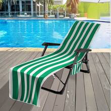 1pc Summer Striped Beach Chair Cover - Quick Dry Microfiber, Foldable Into A Tote Bag With Pockets, Ideal For Pool, Travel & Vacation, Machine Washable, Beach Chair Cover - Multicolor 1 - View 19