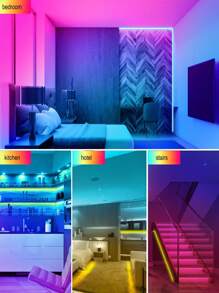 1/2 Rolle Raumdekor LED Beleuchtung, 130ft/100ft/65ft/50ft/32,8ft/16,4ft RGB LED Streifen Beleuchtung für Heim Dekoration, Festivalparty, Wohnzimmer, Schlafzimmer, hochwertige LED Lichtleiste, Geschenk TV Hintergrundbeleuchtung, 1m-5m (ohne Fernbedienung)