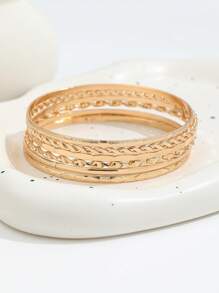 Set de 6 piezas de pulseras elegantes y de moda con brillo y diseño geométrico multicapa para mujer, para uso diario