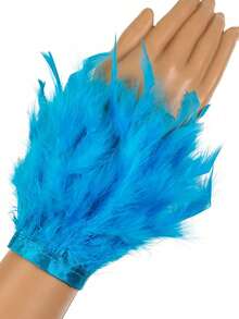 1 pezzo Braccialetto stile bohémien in piume finte - Elegante, affascinante, lussuoso, accessorio alla moda con chiusura a gancio e anello per donna - Adatto per feste, raduni, appuntamenti, festival, cosplay, fotografia, spettacoli di danza, decorazioni per matrimoni, regalo per amici [Decorazione natalizia per le mani], Costume da festa - Multicolore - Visualizzare 19