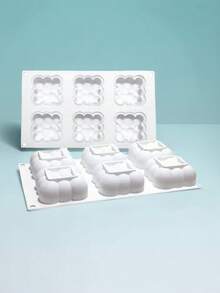 1 Stück 3D Bubble Cloud Silikon Mousse Kuchenform - 6 Quadrate, Silikon Form, Backblech, geeignet für Lebensmittel, Geburtstag, Konditorei, Desserts und Dekoration, Geburtstagsdekoration - Weiss - Übersicht 5