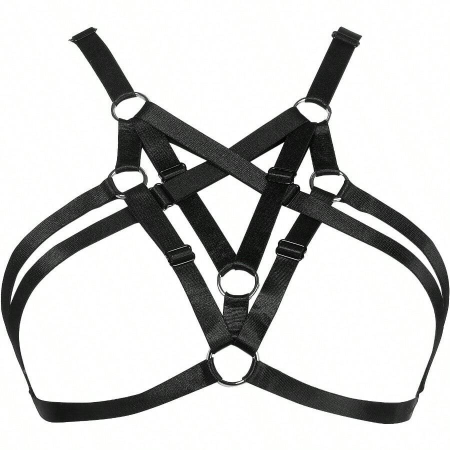 SHUS0087-Body Harn Bra For Women Sexy Cupl Bra With Choker Pentagra Caged Bra Punk Gothic Style Strappy Lingerie - 73-k - 查看 1