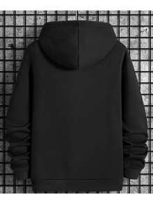 Men's Cold Weather Hoodie Warm Flannel Stylish Casual Fashion Printed B00S - 黑色 - 查看 2