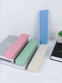 1pc Portable Cutlery Box, Small & Medium Size Makeup Brush, Knife, Fork, Spoon, Chopsticks Box, Pencil Box With Lid, Colorful Storage Box, Essential Travel Cutlery Set, Suitable For Halloween, Christmas Gifts