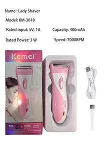 Kemei KM-3018 Electric Women Painless Hair Remover Shave Wool Device Body Hair Remove Underarm Leg Hair Remove Bikini Private Place Hair Remove USB Rechargeable Painless Epilator For Body Use - Pink - View 5