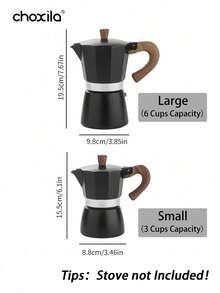 choxila 1pc Moka Pot, Stovetop Espresso Maker, Espresso Coffee Maker, 3/6 Cups Coffee Pot, Aluminium Stovetop Camping Espresso Maker, Coffee Tool For Cappuccino Or Latte Back To School