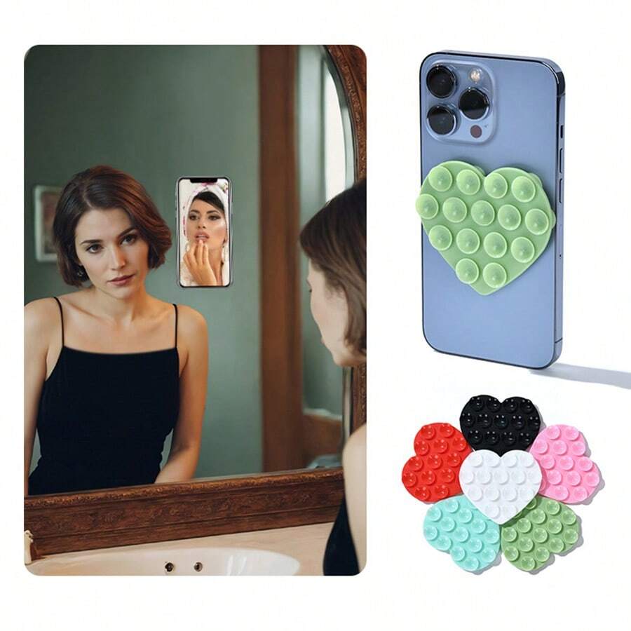 硅胶心形手机支架吸盘手机支架多功能心形手机支架硅胶支架贴纸支架，手机免提设备旅行必需品旅行配件假期暑假返校