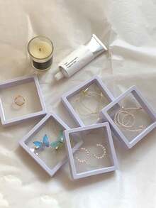 20 件珠宝展示盒，珠宝收纳包装盒，透明/黑色/白色 PE 薄膜浮动收纳盒，用于戒指/耳环/项链，防锈密封收纳盒，带松紧带，高级礼品盒，用于手镯、吊坠和手工工艺品，珠宝收纳盒和收纳盒 - 彩色 - 查看 7