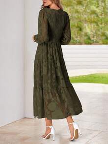 Women Fall Elegant Floral Long Sleeve High Waist Flowy Midi Dress Spring Autumn Casual Boho Holiday Wedding Guest Cocktail Dress