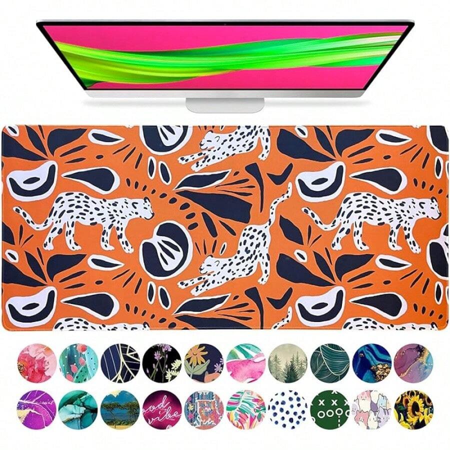 French KOKO Desk, Large Desk Pad Large Mouse Pad Cute Desk Accessories Home Office Essentials XL Desk Desk Pad Keyboard Mouse Desk Pads On Top Of Desks Computer Pink Floral Women Girls - Fashionista - 查看 1