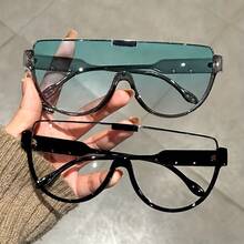 Unisex Oversized Semi-Circular Glasses - Anti-Glare , Perfect For Hiking, Beach Trips, And Daily Outdoor Activities; Durable And Stylish - Tròng kính màu cam nhạt - Xem 8