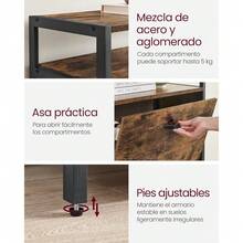 Gabinete de Zapatos con 3 cajones abatibles, Almacenamiento de Zapatos, divisores Ajustables y extraíbles, para 15-18 Pares, ULBS101B01, 30 x 60 x 130 cm, marrón rústico y Negro - 1 - Ver 8