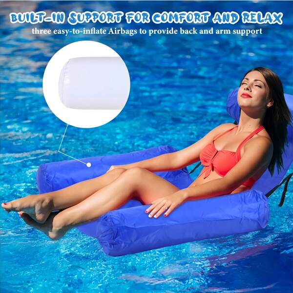 Foldable Portable Inflatable Cloth Cover Recliner Cushion For Water Play, Colorful Recliner With Inflatable Float, Beach Essentials, Beach Accessories, Pool Float