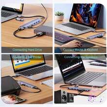 8-IN-1 USB Hub 3.0 USB C Hub Dock Station 5Gbps High Speed Transmission USB Splitter Type C To USB OTG Adapter For  Pro - Expand USB & Type C & 3.5mm & SD/TF - View 7