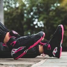 Nike Air Jordan 8 Mid Big Kids Practical Wear-Resistant Air Cushion Shock Absorption Basketball Shoes - Black - View 8