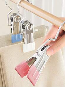 10 Peças Cabides de Roupa de Aço Inoxidável com Presilhas - Presilhas de Lavanderia Resistentes à Ferrugem e Duráveis, Para Toalhas, Calças, Saias | Organizador de Armário Economizador de Espaço, Ideal como Presente de Páscoa, Porta-Toalhas de Banheiro, Presilhas para Roupas - Multicolorido - Visão 3