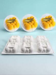 1 Stück 3D Bubble Cloud Silikon Mousse Kuchenform - 6 Quadrate, Silikon Form, Backblech, geeignet für Lebensmittel, Geburtstag, Konditorei, Desserts und Dekoration, Geburtstagsdekoration - Weiss - Übersicht 4