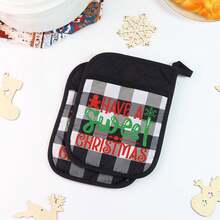 Red Gingerbread Boy Printed Oven Gloves Christmas Baking Mittens Hanging Ornament Christmas Pot Rack Kit - 8PCS - View 7