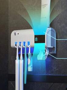 Automatic Toothpaste Dispenser, UV Light Toothbrush Holder, Eliminates Bacteria - White - View 7
