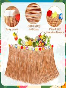 Falda de mesa de paja natural para fiesta hawaiana tropical, en múltiples tamaños y colores (verde, amarillo), envío de colores al azar.