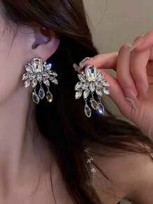 1 Pair Vintage Waterdrop & Leaf Pendant Earrings, Fashionable Elevated Niche Earrings