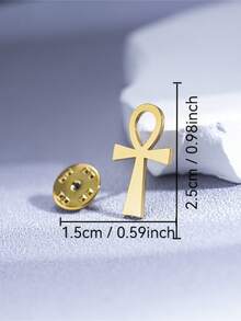 1 件复古 Ankh 十字胸针，不锈钢翻领别针西装配饰，多功能时尚办公室配饰衬衫夹克珠宝圣诞节万圣节 - 十字架胸針 - 查看 6