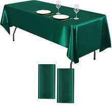 1/2pcs 58"X71" Satin Tablecloth, Emerald Green Lustrous Fabric Tablecloth, Smooth Texture, Suitable For Wedding, Party, Banquet, Event, Christmas, Thanksgiving, Halloween, Buffet Decoration - متعدد الألوان - مشاهدة 22