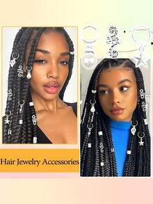 220pcs Gold Hair Accessories, Loc Jewelry For Braids, Women's Hair Jewelry, Metal Hair Ring Cuff For Dreadlocks Accessories,Hair Braid Decoration Boho - Silver - View 5