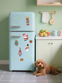 Christmas Snowman Refrigerator Stickers, Cute Children's Christmas Theme Stickers, Waterproof Santa Claus And Snowman Stickers, Fun Christmas Holiday Gift Stickers, Suitable For Girls And Boys, Christmas Party Gift Supplies, Baby Showers, Baby Party Decorations, Gender Reveal Decorations