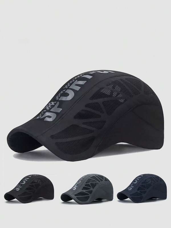 SANLEVI Men's Mesh Breathable Adjustable Baseball Cap, Casual Versatile Hollow Beret Hat, Sun Protection, English Style