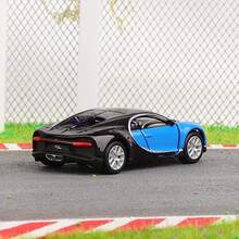BURAGO 1:64 比例压铸布加迪 CHIRON 合金汽车模型玩具，儿童玩具汽车模型滑行车模型，男孩生日礼物 - 藍色 - 查看 6