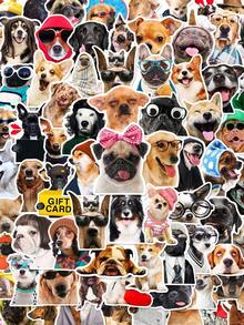 50/100pcs Funny Realistic Dog Expression Stickers, Waterproof PVC, Suitable For Envelopes, Fishing Rod Decor, Party Decorations, Labels, Self-Adhesive Stickers, Applicable To Scrapbooks, Laptops, Luggage, Guitars, Water Bottles, Phone Cases, Office Decor - 50PCS - View 10