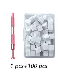 100片白色迷你可替换美甲海绵，美甲海绵金属夹，美甲渐变海绵，美甲海绵套装，包含50片小方海绵、1个刮夹，适用于渐变色美甲DIY，美甲工具，美甲用品，美甲配件